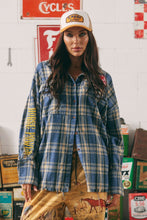 Load image into Gallery viewer, Sabbi The Horse Power Distressed Flannel Shirt - Blue Hyde Boutique
