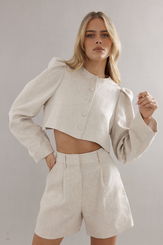 Caitlin Crisp Abroad Short - Natural Linen Hyde Boutique