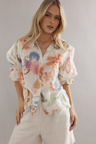Caitlin Crisp Soho Blouse - Tea Party Floral Hyde Boutique
