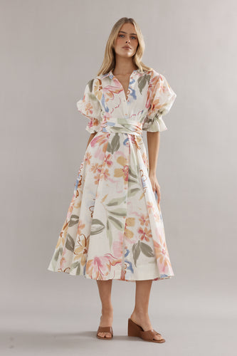 Caitlin Crisp Bloom Dress - Tea Party Floral Hyde Boutique