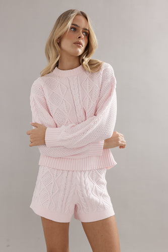 Caitlin Crisp Cable Knit Shorts - Pink (code: LW) Hyde Boutique