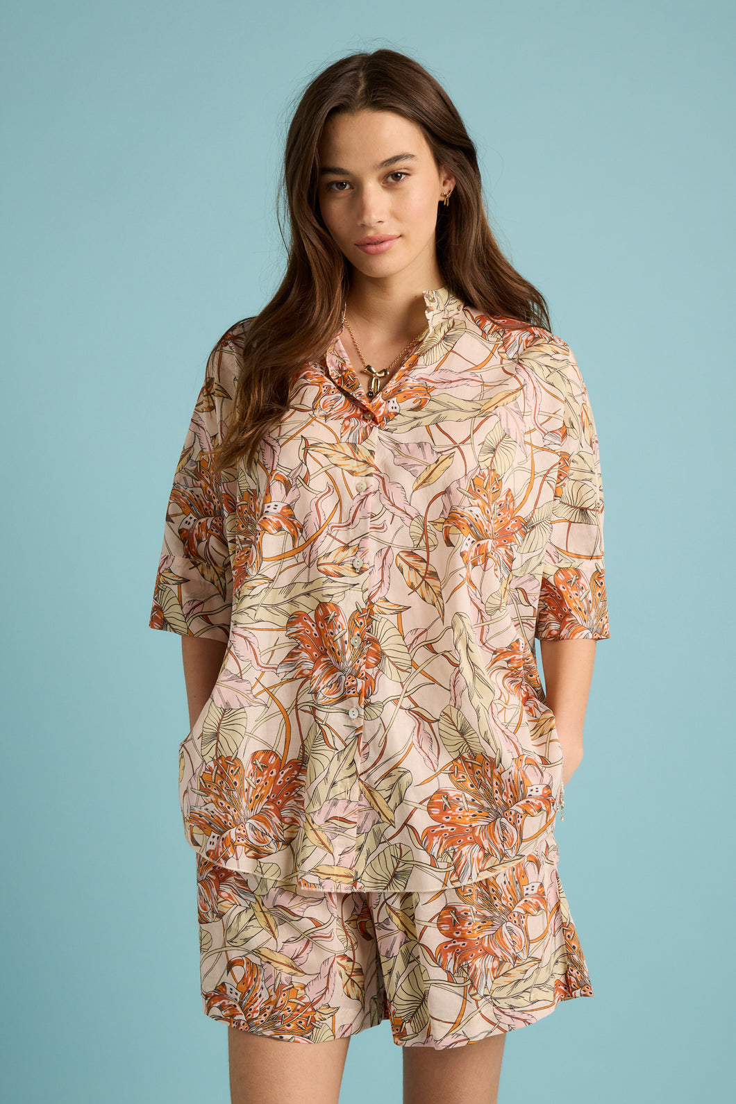 Papinelle x Karen Walker Lilies Flowy Boxer PJ - Lilly Pink