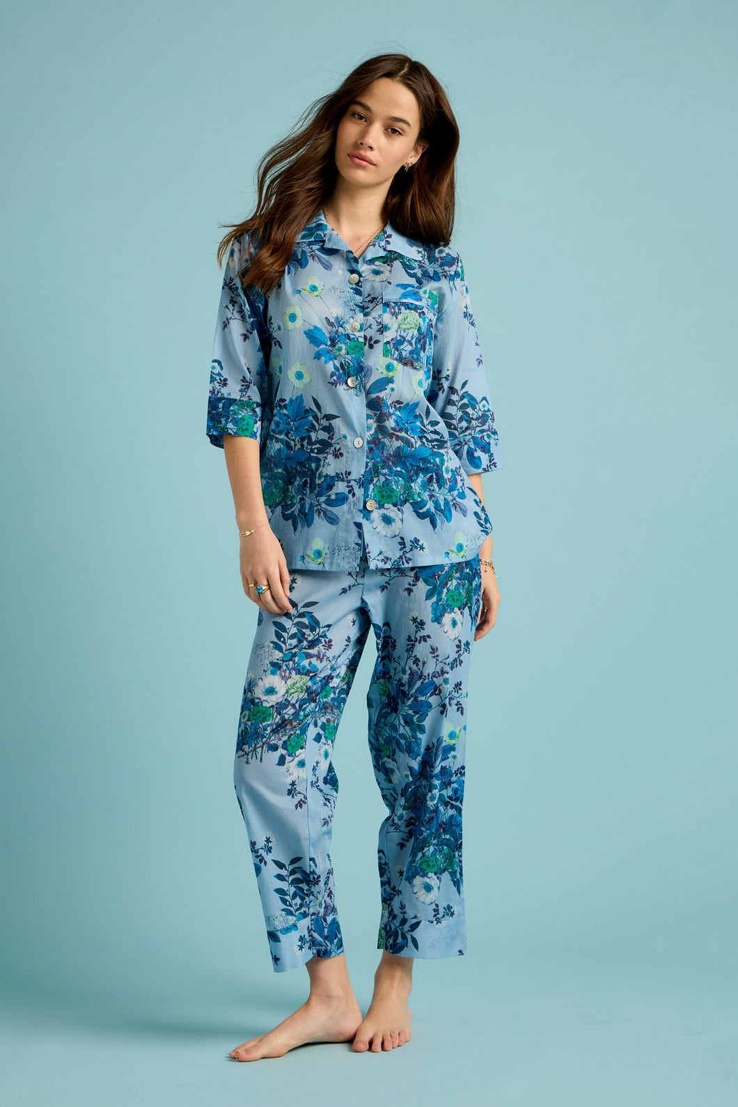 Papinelle x Karen Walker Love Letters Crop PJ - Skyway Blue