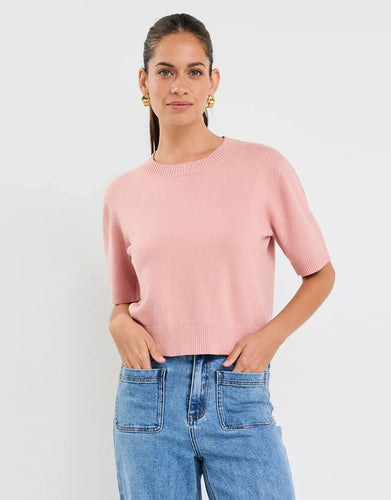 Stories Be Told Topic Cashmere Blend Soft Knit Tee - Blush Arriving Mid Sept Hyde Boutique