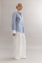Load image into Gallery viewer, Caitlin Crisp Varsity Shirt - Denim Stripe Hyde Boutique
