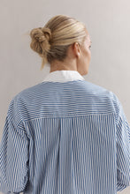 Load image into Gallery viewer, Caitlin Crisp Varsity Shirt - Denim Stripe Hyde Boutique
