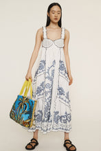 Load image into Gallery viewer, ALÉMAIS HAZEL SMOCKED EMBROIDERED MIDI DRESS (WHITE) Hyde Boutique
