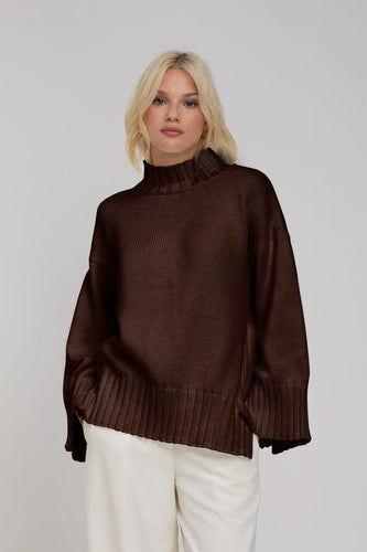 Blak The Label Bring It Back Jumper - Chocolate Hyde Boutique