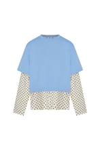Load image into Gallery viewer, Commonplace Blue Crush LS Tee - Light Blue/Polka Hyde Boutique
