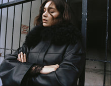 Load image into Gallery viewer, Rebe Shearling-Collar Leather Jacket - Black Arriving Next Week Hyde Boutique
