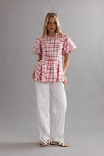 Load image into Gallery viewer, Caitlin Crisp Sofia Blouse - Berry Plaid Caitlin Crisp
