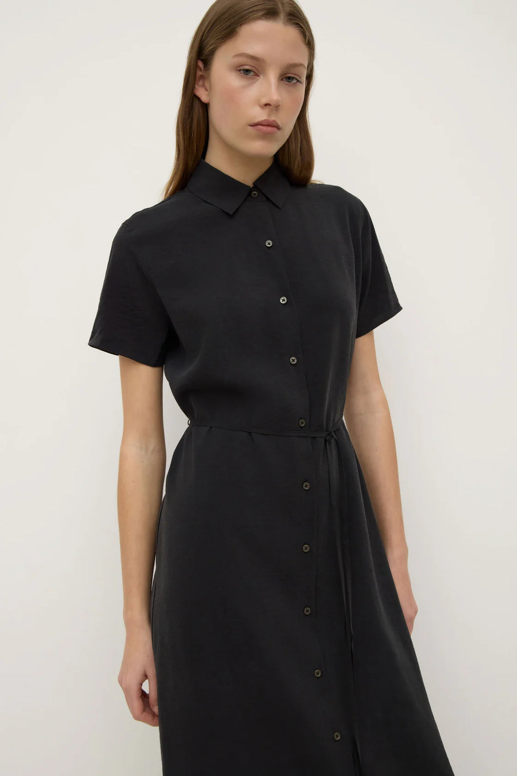Assembly Label Heather Silk Blend Shirt Dress - Black