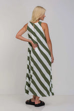 Load image into Gallery viewer, Blak The Label Finally Here Dress - Dried Mint/Ivory Diagonal Stripe Hyde Boutique
