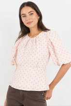 Load image into Gallery viewer, Stories Be Told Eventual Polkadot Top - Blush/Chocolate Apparel > Women > Clothing > Shirts &amp; Tops > Blouses > Puff Sleeve Tops > Stories Be Told Hyde Boutique

