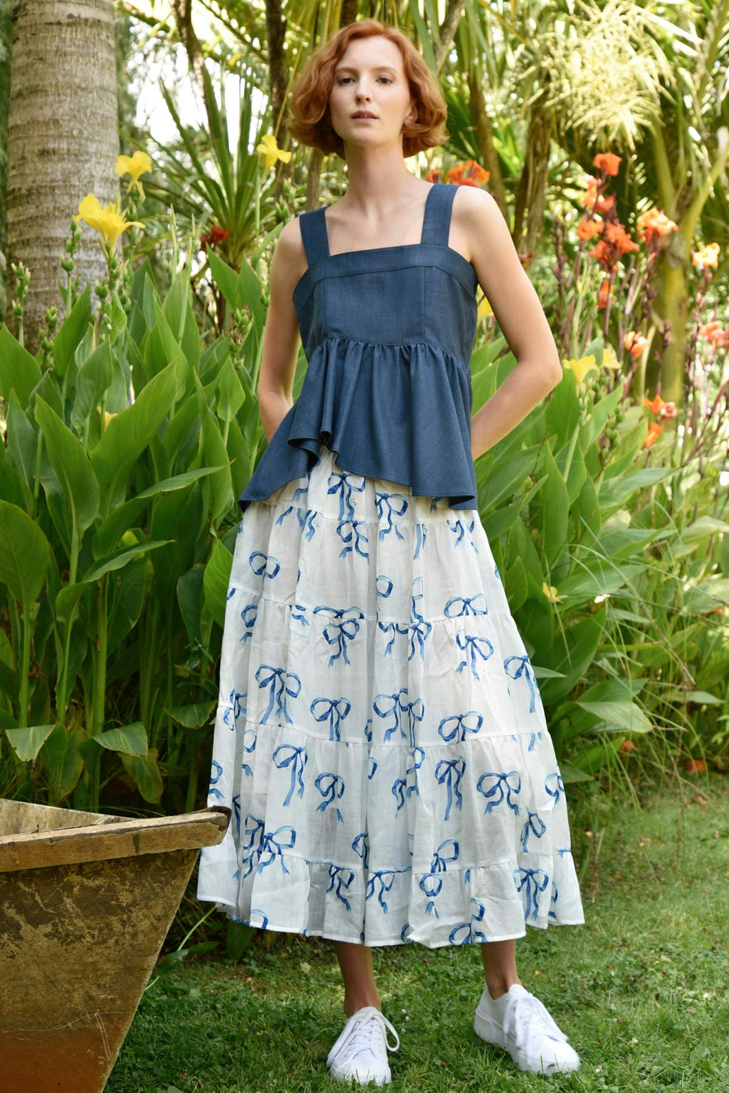 Coop by Trelise Cooper Tier Say Skirt - White & Blue