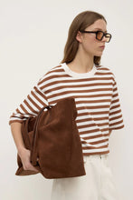 Load image into Gallery viewer, Assembly Label Monte Stripe Cotton Short Sleeve Tee - Earth/Antique White
