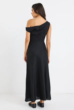 Load image into Gallery viewer, Stories Be Told Spotlight Linen Blend Off Shoulder Flare Midi Dress - Black Hyde Boutique
