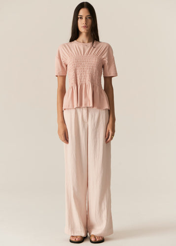 Pol Zone Shirred Tee - Blush Hyde Boutique