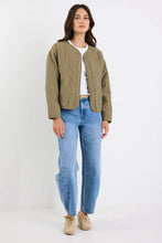 Load image into Gallery viewer, Stories Be Told Apex Collarless Puffer Jacket - Olive Apparel > Women > Clothing > Outerwear > Jackets &amp; Coats > Puffer Jackets > Stories Be Told Hyde Boutique

