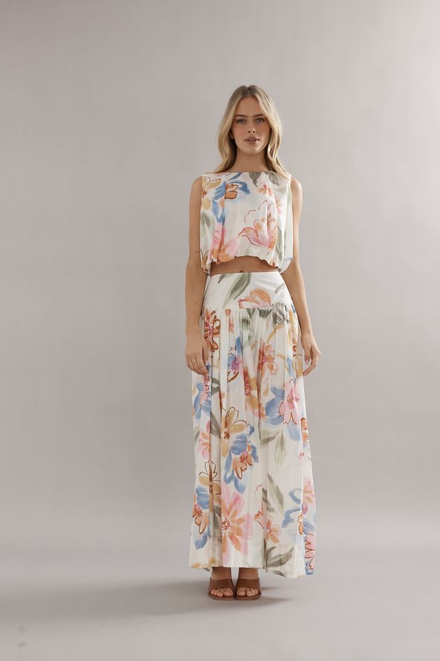 Caitlin Crisp Capri Skirt - Tea Party Floral Hyde Boutique