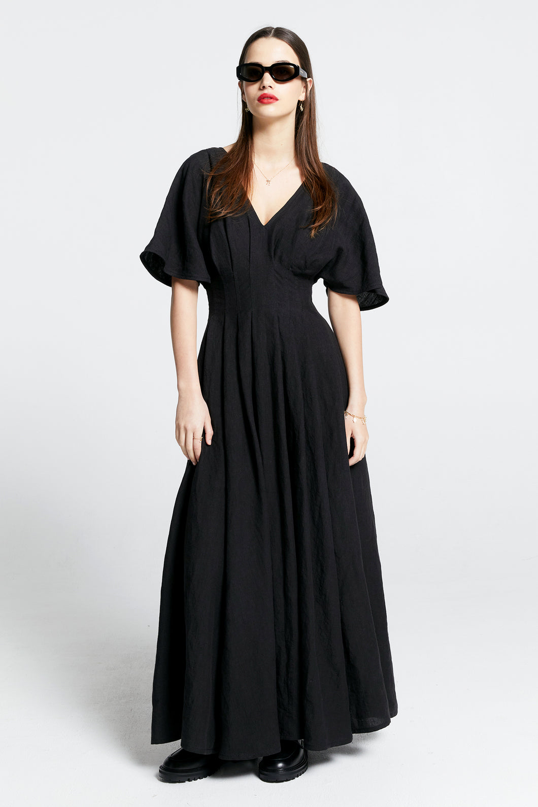 Karen Walker Florence Dress - Black Linen  Hyde Boutique   