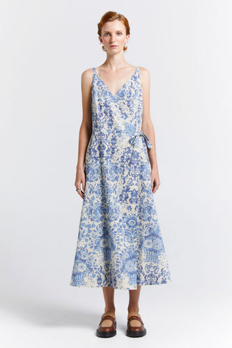 Karen Walker Cherished Wrap Dress - Natural/Blue Hyde Boutique