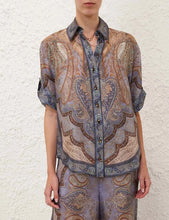 Load image into Gallery viewer, Zimmermann Wanderlust Short Sleeve Shirt - Tapestry Blue Multi ARRIVING 15 NOV

