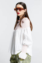 Load image into Gallery viewer, Karen Walker Gaia Long Sleeve Smocked Blouse - Off White/Watermelon  Hyde Boutique   
