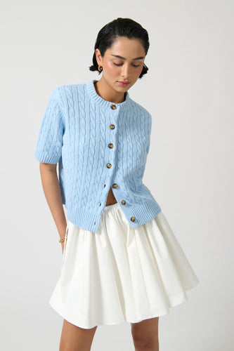 ONTE Isabel Cable Cardigan - Blue Pre Order  Hyde Boutique   