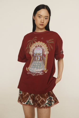 Alémais Surrealist Summer Burgandy Tee - Burgundy | PRE ORDER End Of Jan Hyde Boutique