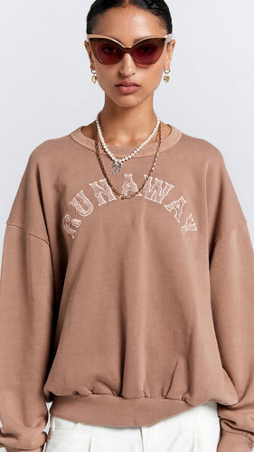 Karen Walker Runaway College Crewneck Sweatshirt - Taupe Hyde Boutique