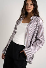 Load image into Gallery viewer, Stories Be Told You Got This Boyfriend Shirt - Chocolate Stripe
