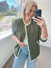 Load image into Gallery viewer, Moke Juniper Women’s Reversible Jacket - Olive Apparel > Women > Clothing > Jackets &amp; Coats > Reversible Jackets > Moke Hyde Boutique
