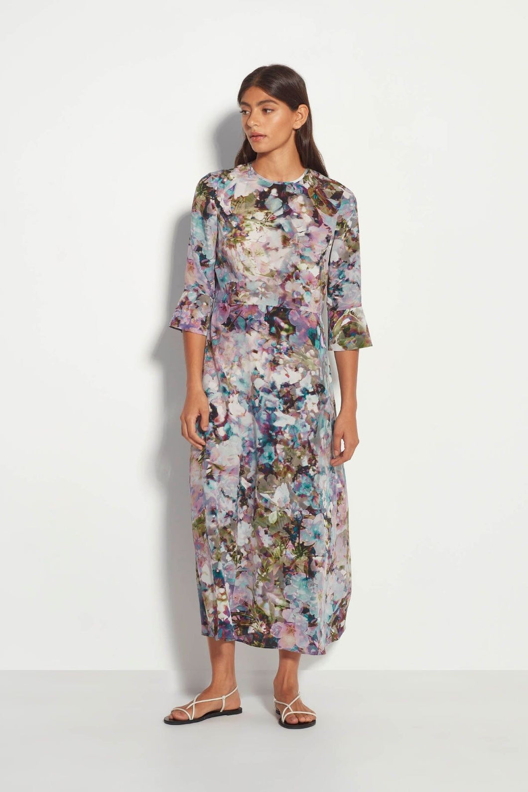 Juliette Hogan Rosie Dress - Azure Blossom Silk  Mrs Hyde Boutique   