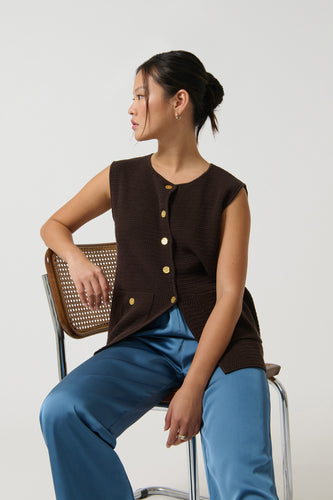 ONTE Helena Gilet - Chocolate Pre Order  Hyde Boutique   