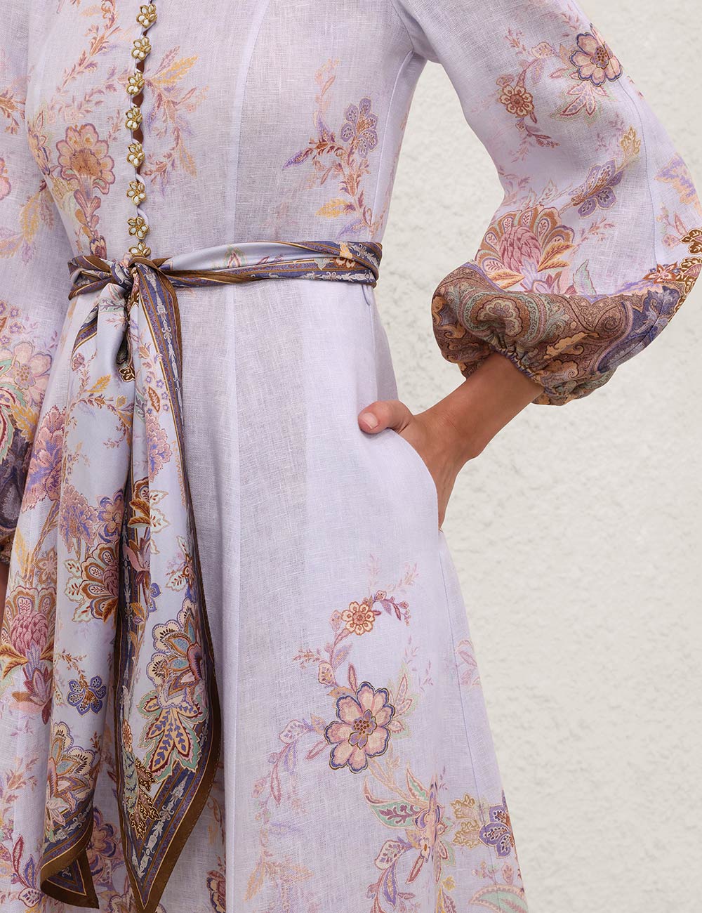 lunama mesh midi dress in tonal blue paisley Zimmermann | Hyde Boutique