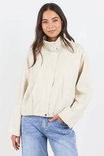 Load image into Gallery viewer, Stories Be Told Ensemble Chocolate Funnel Neck Jacket - Putty Arriving Friday

