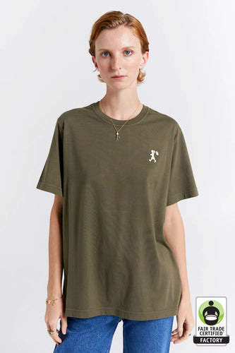 Karen Walker Embroidered Runaway Girl Classic Organic Cotton T-Shirt - Hunter Green  Hyde Boutique   