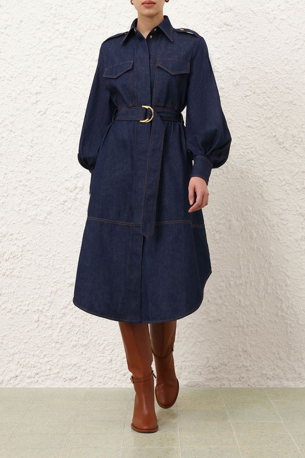 Zimmermann Denim Cargo Midi Dress - Ink (code: LW+) Hyde Boutique