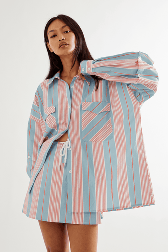 Commonplace Eastern Shirt - Baby Blue/Pink Hyde Boutique