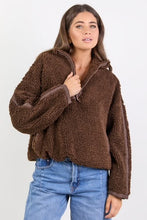 Load image into Gallery viewer, Stories Be Told Untold Quarter Zip Sherpa Sweatshirt - Chocolate Hyde Boutique
