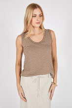 Load image into Gallery viewer, Marlow Porto Tank - Choc/Ivory Stripe Hyde Boutique
