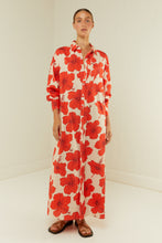 Load image into Gallery viewer, Palm Noosa Olive Shirt Dress - Red Hibiscus  Hyde Boutique   
