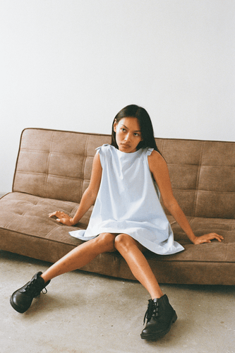 Commonplace Margie Pinny Dress - Baby Blue Hyde Boutique
