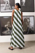 Load image into Gallery viewer, Blak The Label Finally Here Dress - Dried Mint/Ivory Diagonal Stripe Hyde Boutique
