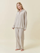 Load image into Gallery viewer, Papinelle x Karen Walker Seersucker Stripe Full Length PJ Set - Nutria  Hyde Boutique   
