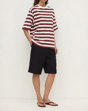 Load image into Gallery viewer, Assembly Label Arla Stripe Short Sleeve Tee - Dark Raisin Cream Stripe
