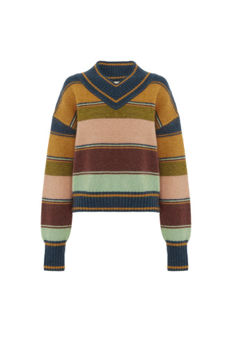 Alemais Dusk V Neck Knit - Stripe Hyde Boutique