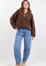 Load image into Gallery viewer, Stories Be Told Untold Quarter Zip Sherpa Sweatshirt - Chocolate Hyde Boutique
