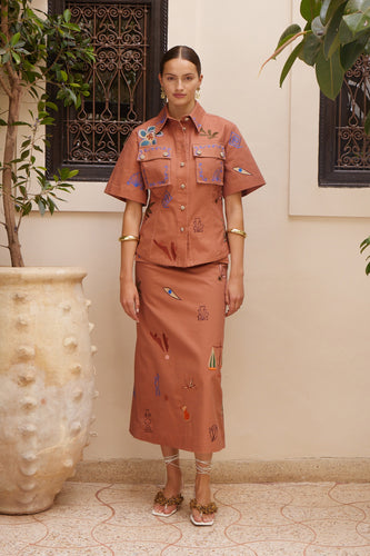 Alemais Dusty Embroidered Fitted Shirt - Rust Hyde Boutique